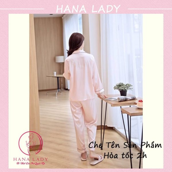 Đồ ngủ pijama lụa hồng trơn PJ534 14