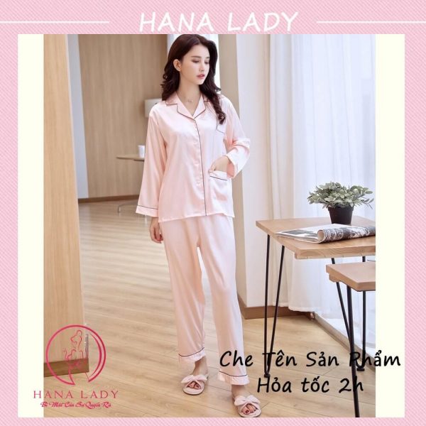 Đồ ngủ pijama lụa hồng trơn PJ534 13