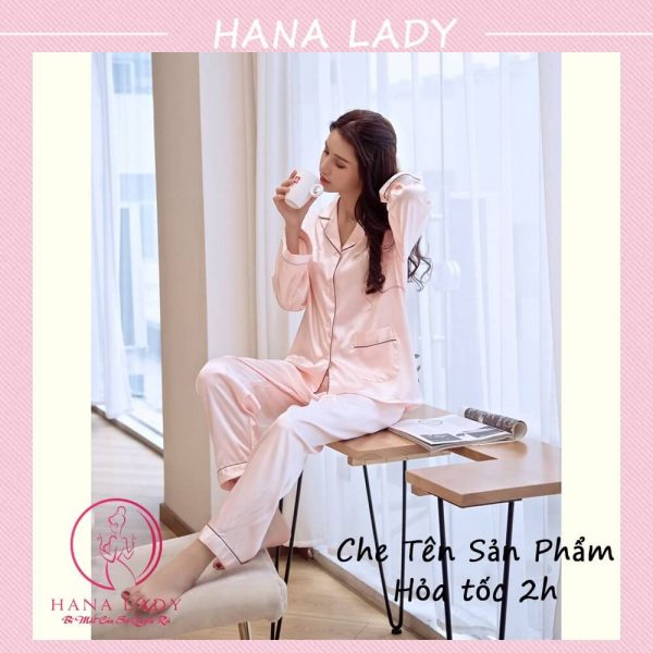 Đồ ngủ pijama lụa hồng trơn PJ534 12