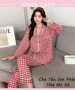 Đồ mặc nhà pijama lụa họa tiết sọc cao cấp PJ535 17