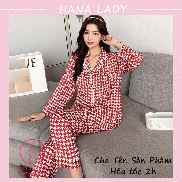 Đồ mặc nhà pijama lụa họa tiết sọc cao cấp PJ535 25