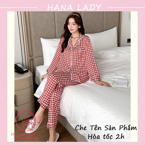 Đồ mặc nhà pijama lụa họa tiết sọc cao cấp PJ535 24