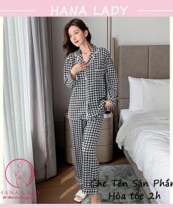 Đồ mặc nhà pijama lụa họa tiết sọc cao cấp PJ535 15