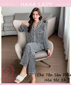 Đồ mặc nhà pijama lụa họa tiết sọc cao cấp PJ535 14