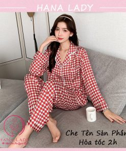 Đồ mặc nhà pijama lụa họa tiết sọc cao cấp PJ535 13