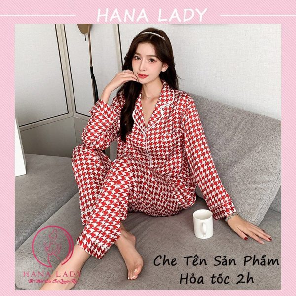Đồ mặc nhà pijama lụa họa tiết sọc cao cấp PJ535 21