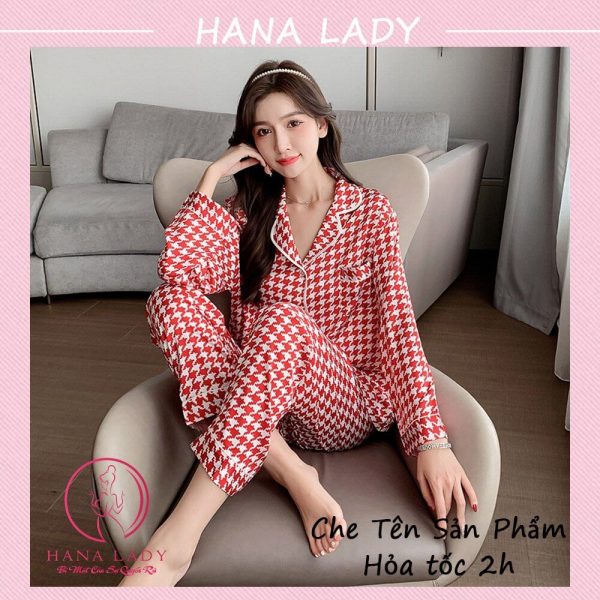 Đồ mặc nhà pijama lụa họa tiết sọc cao cấp PJ535 20