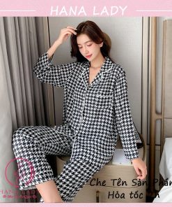 Đồ mặc nhà pijama lụa họa tiết sọc cao cấp PJ535 12