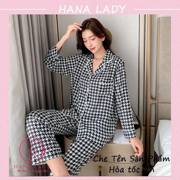 Đồ mặc nhà pijama lụa họa tiết sọc cao cấp PJ535 19
