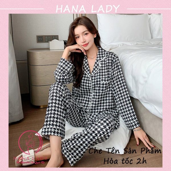 Đồ mặc nhà pijama lụa họa tiết sọc cao cấp PJ535 18