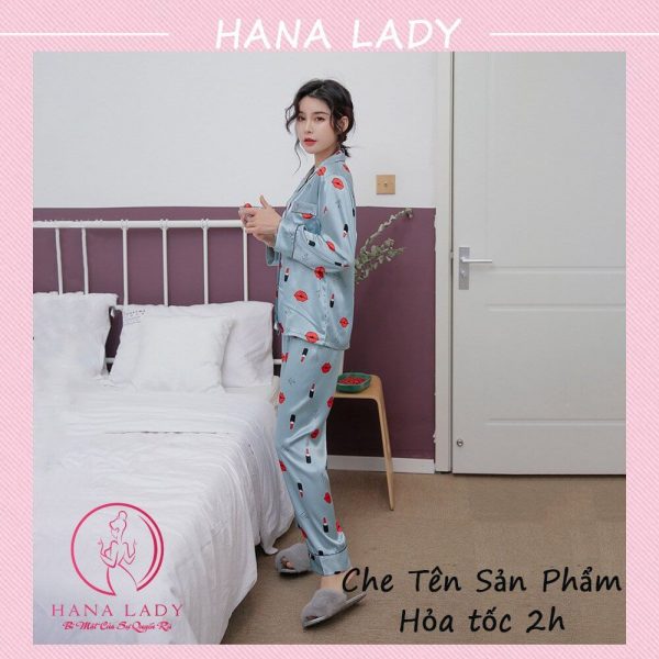 Đồ ngủ pijama lụa họa tiết môi cao cấp PJ536 12