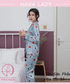 Đồ ngủ pijama lụa họa tiết môi cao cấp PJ536 10
