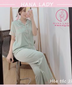Pijama mặc nhà lụa trơn phối viền PJ531 6