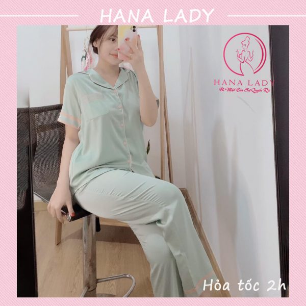 Pijama mặc nhà lụa trơn phối viền PJ531 8