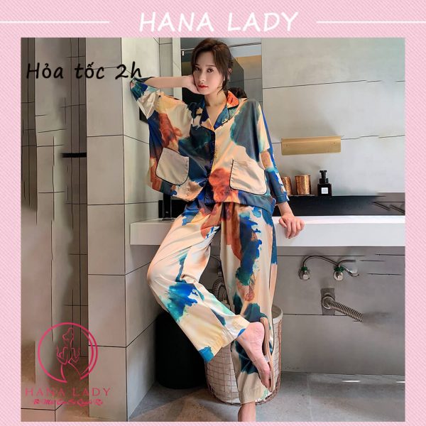 Pijama lụa cao cấp loang màu cánh dơi siêu sang PJ540 6