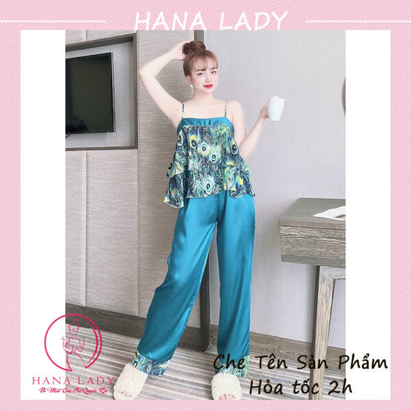 Bộ ngủ 2 dây - Đồ mặc nhà nữ họa tiết trẻ trung quyến rũ VN477 37