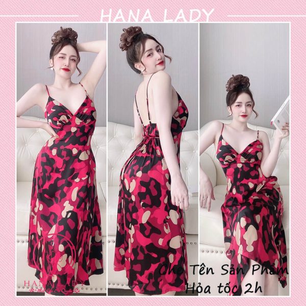 Váy ngủ lụa cao cấp dáng dài loang màu đỏ VN467 12