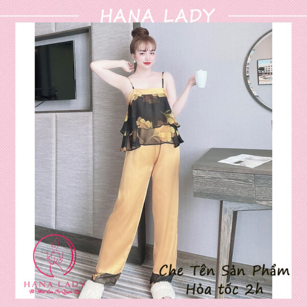Bộ ngủ 2 dây - Đồ mặc nhà nữ họa tiết trẻ trung quyến rũ VN477 36