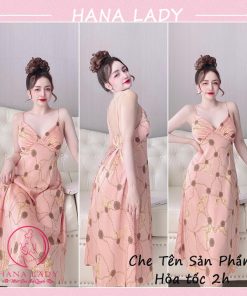 Váy ngủ lụa cao cấp dáng dài loang màu xanh VN470 5 Váy ngủ lụa cao cấp dáng dài loang màu xanh VN470 9