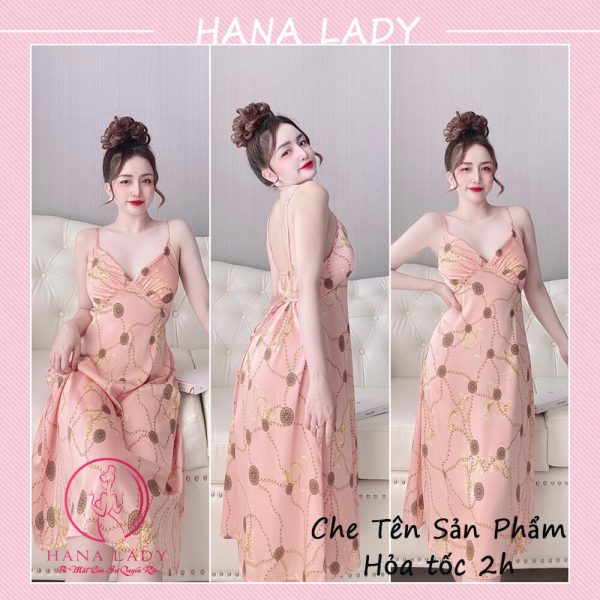 Váy ngủ lụa cao cấp dáng dài loang màu xanh VN470 9 Váy ngủ lụa cao cấp dáng dài loang màu xanh VN470 13