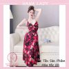 Váy ngủ lụa cao cấp dáng dài loang màu đỏ VN467 1 Váy ngủ lụa cao cấp dáng dài loang màu đỏ VN467 1