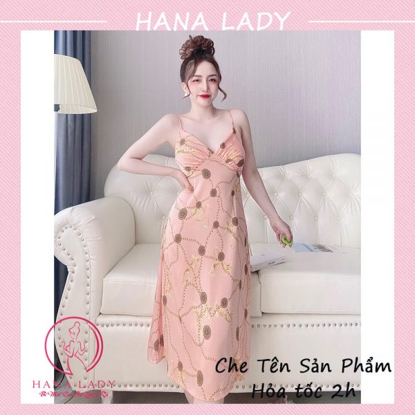 Váy ngủ lụa cao cấp dáng dài loang màu xanh VN470 10