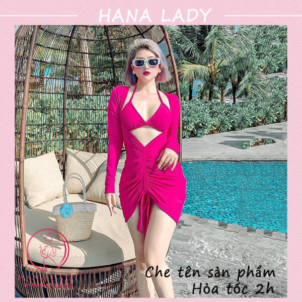 Bikini đi biển 3 mảnh kèm áo choàng body sexy gợi cảm BN129 18