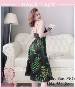 Váy ngủ lụa cao cấp dáng dài họa tiết lá VN473 7