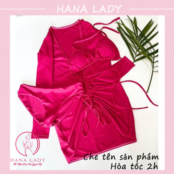 Bikini đi biển 3 mảnh kèm áo choàng body sexy gợi cảm BN129 19