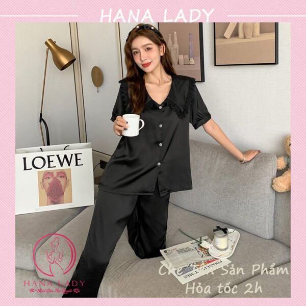 Đồ ngủ pijama lụa cổ ren cao cấp PJ542 13