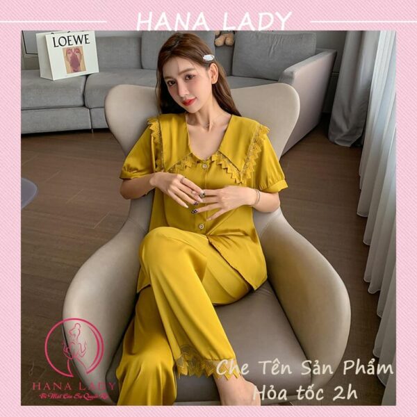 Đồ ngủ pijama lụa cổ ren cao cấp PJ542 11 Đồ ngủ pijama lụa cổ ren cao cấp PJ542 16