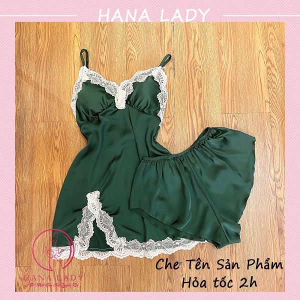 Váy ngủ lụa phối ren xẻ tà kèm quần quyến rũ VN475 27