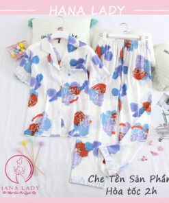 Đồ ngủ pijama lụa hoa ombre cao cấp PJ543 15