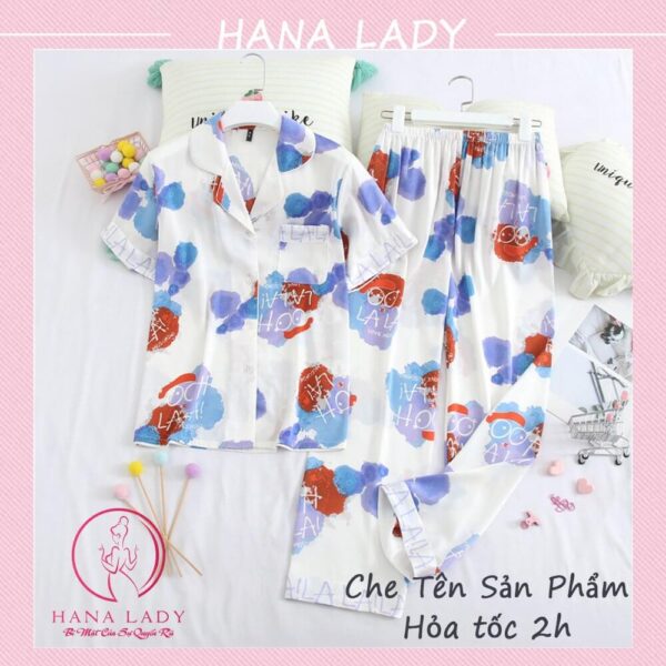 Đồ ngủ pijama lụa hoa ombre cao cấp PJ543 24