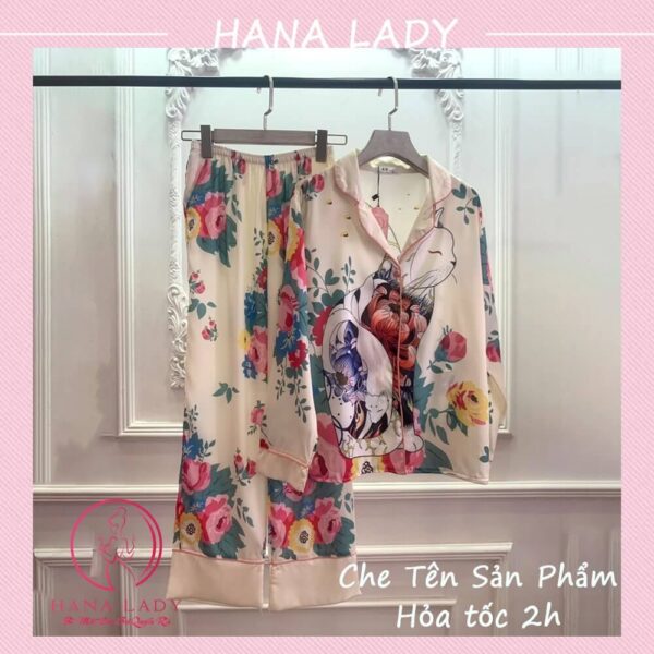 Pijama mặc nhà lụa satin nhiều họa tiết 23