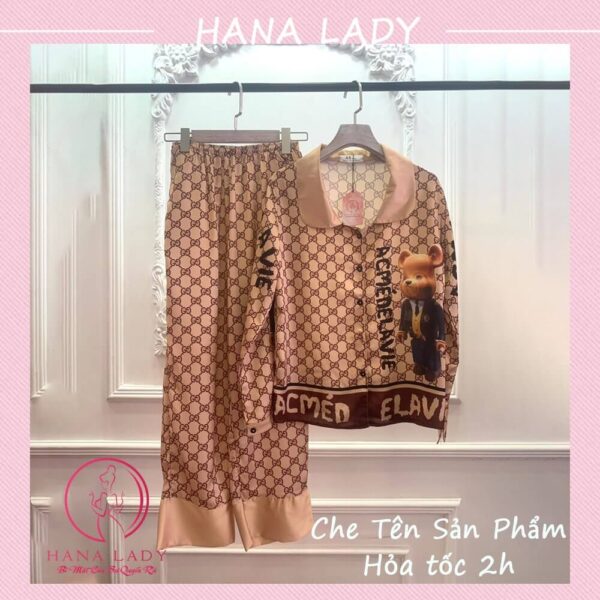 Pijama mặc nhà lụa satin nhiều họa tiết 25