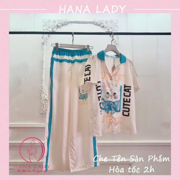 Pijama mặc nhà lụa satin nhiều họa tiết 27