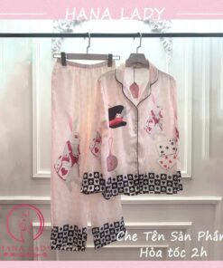 Pijama mặc nhà lụa satin nhiều họa tiết 3 Pijama mặc nhà lụa satin nhiều họa tiết 13