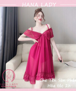 Váy ngủ nữ quyến rũ - Đầm ngủ sexy voan lụa cao cấp trễ vai gợi cảm VN482 16