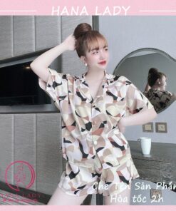 Pijama lụa tay ngắn hè cúc bọc họa tiết hoa văn may kỹ PJ560 4 Pijama lụa tay ngắn hè cúc bọc họa tiết hoa văn may kỹ PJ560 8