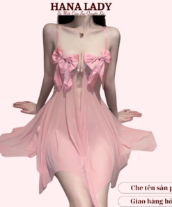 Váy ngủ sexy, đầm ngủ 2 dây xuyên thấu gợi cảm đính nơ VN507 23