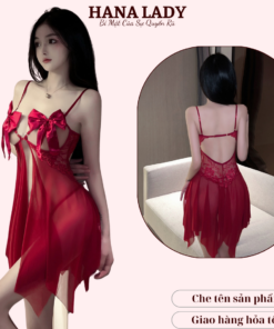 Váy ngủ sexy, đầm ngủ 2 dây xuyên thấu gợi cảm đính nơ VN507 14