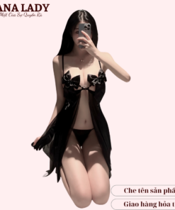Váy ngủ sexy, đầm ngủ 2 dây xuyên thấu gợi cảm đính nơ VN507 17