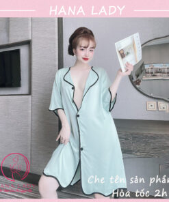 Váy ngủ lụa sơ mi cao cấp tặng quần VN495 10 Váy ngủ lụa sơ mi cao cấp tặng quần VN495 19