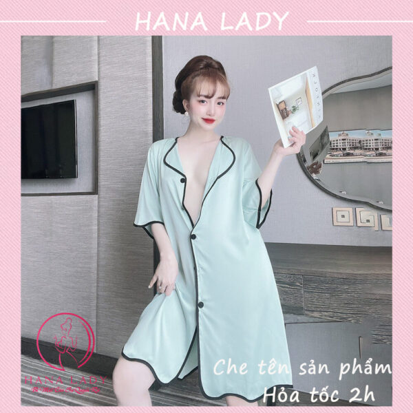 Váy ngủ lụa sơ mi cao cấp tặng quần VN495 18 Váy ngủ lụa sơ mi cao cấp tặng quần VN495 27