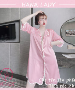 Váy ngủ lụa sơ mi cao cấp tặng quần VN495 8 Váy ngủ lụa sơ mi cao cấp tặng quần VN495 17