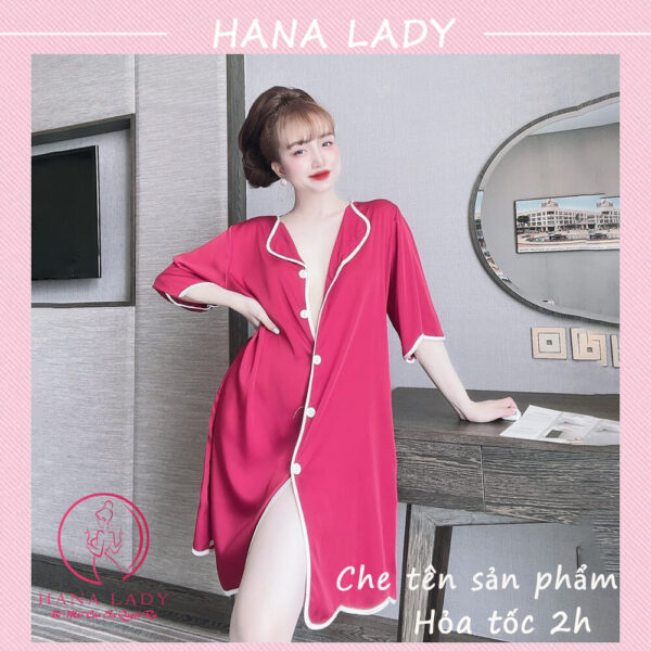 Váy ngủ lụa sơ mi cao cấp tặng quần VN495 23