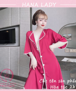 Váy ngủ lụa sơ mi cao cấp tặng quần VN495 3 Váy ngủ lụa sơ mi cao cấp tặng quần VN495 12