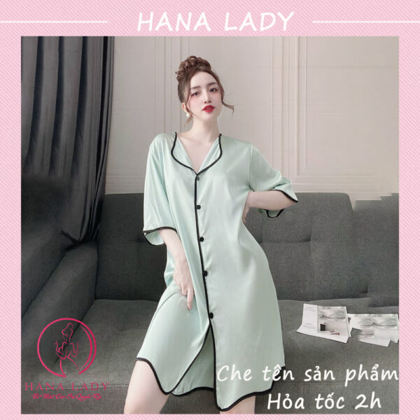 Váy ngủ lụa sơ mi cao cấp tặng quần VN495 24