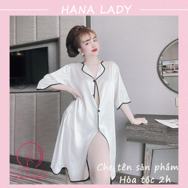 Váy ngủ lụa sơ mi cao cấp tặng quần VN495 22